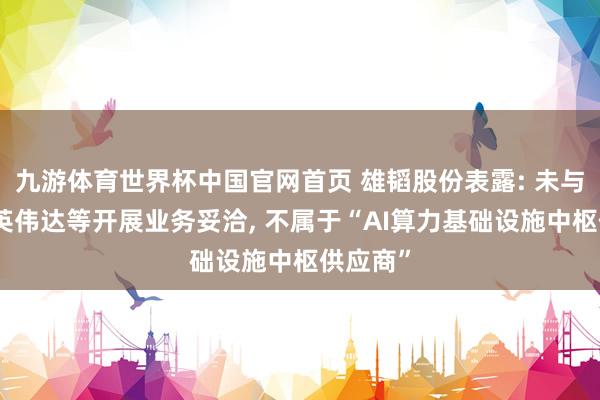 九游体育世界杯中国官网首页 雄韬股份表露: 未与华为、英伟达等开展业务妥洽, 不属于“AI算力基础设施中枢供应商”