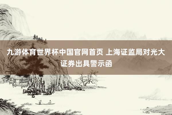 九游体育世界杯中国官网首页 上海证监局对光大证券出具警示函