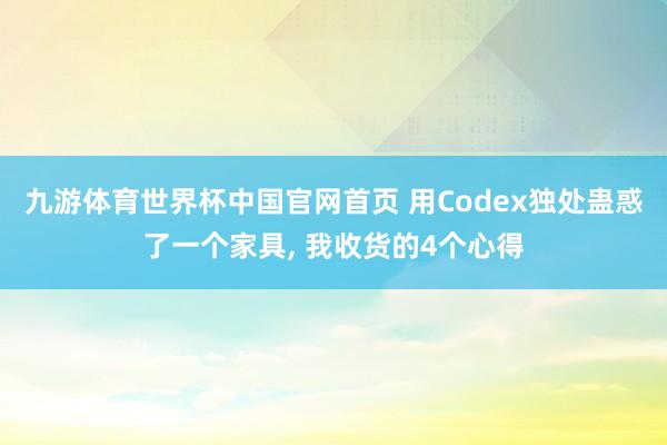 九游体育世界杯中国官网首页 用Codex独处蛊惑了一个家具, 我收货的4个心得