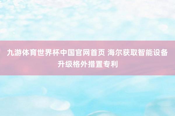 九游体育世界杯中国官网首页 海尔获取智能设备升级格外措置专利