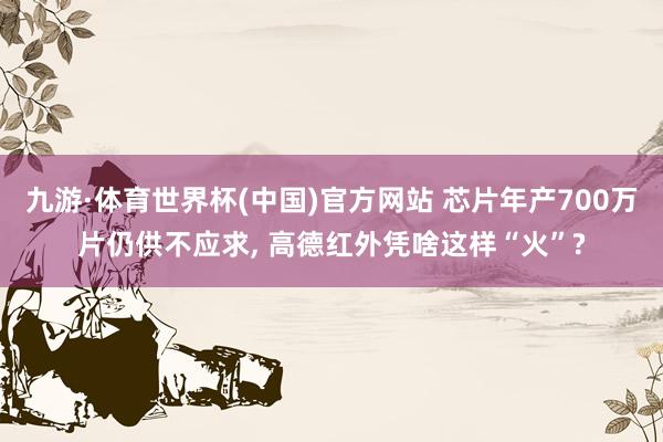 九游·体育世界杯(中国)官方网站 芯片年产700万片仍供不应求, 高德红外凭啥这样“火”?