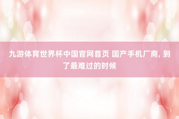 九游体育世界杯中国官网首页 国产手机厂商, 到了最难过的时候
