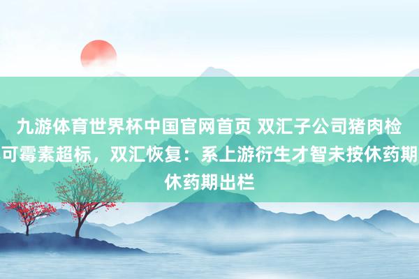 九游体育世界杯中国官网首页 双汇子公司猪肉检出林可霉素超标,双汇恢复:系上游衍生才智未按休药期出栏
