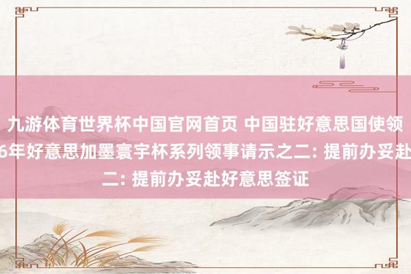 九游体育世界杯中国官网首页 中国驻好意思国使领馆发布2026年好意思加墨寰宇杯系列领事请示之二: 提前办妥赴好意思签证