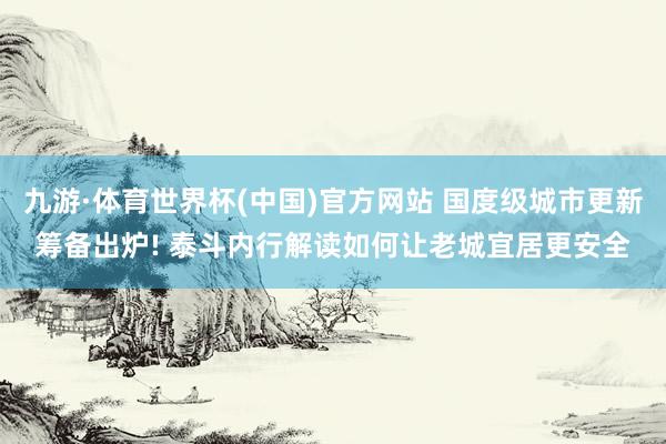九游·体育世界杯(中国)官方网站 国度级城市更新筹备出炉! 泰斗内行解读如何让老城宜居更安全
