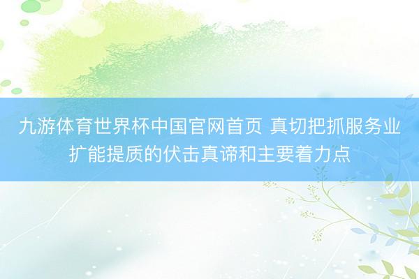 九游体育世界杯中国官网首页 真切把抓服务业扩能提质的伏击真谛和主要着力点