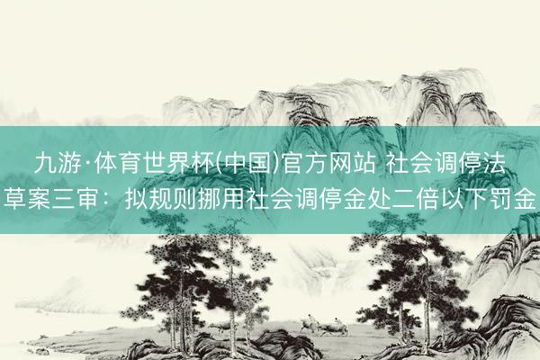 九游·体育世界杯(中国)官方网站 社会调停法草案三审:拟规则挪用社会调停金处二倍以下罚金