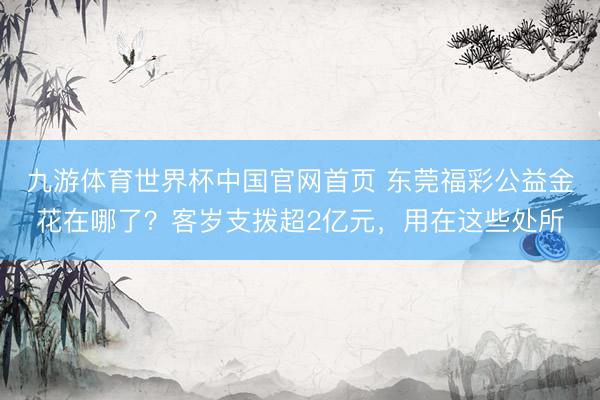 九游体育世界杯中国官网首页 东莞福彩公益金花在哪了？客岁支拨超2亿元，用在这些处所