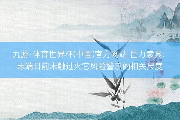 九游·体育世界杯(中国)官方网站 巨力索具: 末端日前未触过火它风险警示的相关尺度